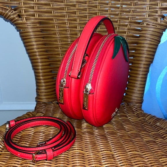♠️🍅kate spade 3D Tomato Mangia Double Dual Compartment Small Crossbody Bag Red - Picture 8 of 15